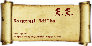 Rozgonyi Réka névjegykártya